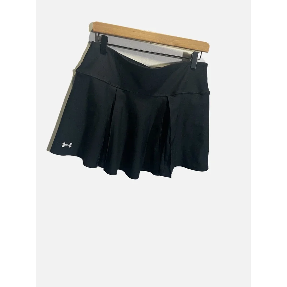 Under Armour Athletic Skirt Womens LG Black Pleated HeatGear Tennis Golf Skirt